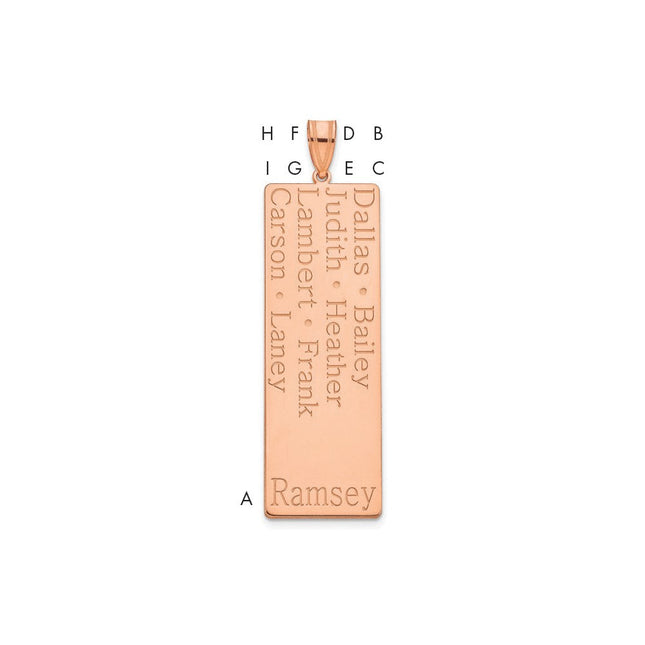 10k Rose Gold Customizable Family Name Pendant with Multiple Name Options
