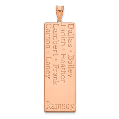 10K Rose Gold 8 Name Family Pendant