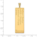 14K Yellow Gold 7 Name Family Pendant view