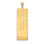 14K Yellow Gold 7 Name Family Pendant view