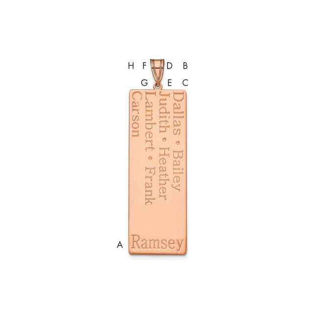 10k Rose Gold Customizable Family Name Pendant with Multiple Name Options