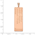 14K Rose Gold 7 Name Family Pendant view