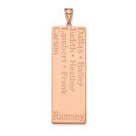 14K Rose Gold 7 Name Family Pendant view