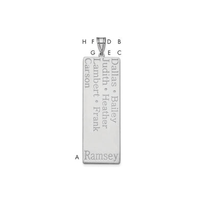 10K White Gold 7 Name Family Pendant