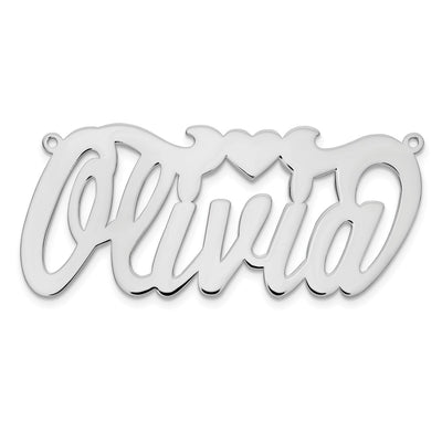 10K White Gold Polished Heart Name Plate
