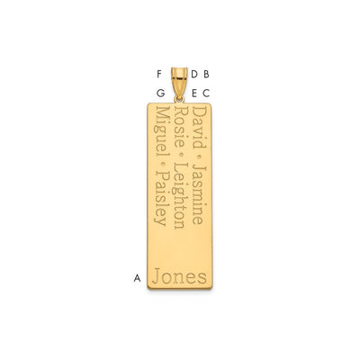 14K Yellow Gold 6 Name Family Pendant