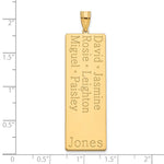 14K Yellow Gold 6 Name Family Pendant view