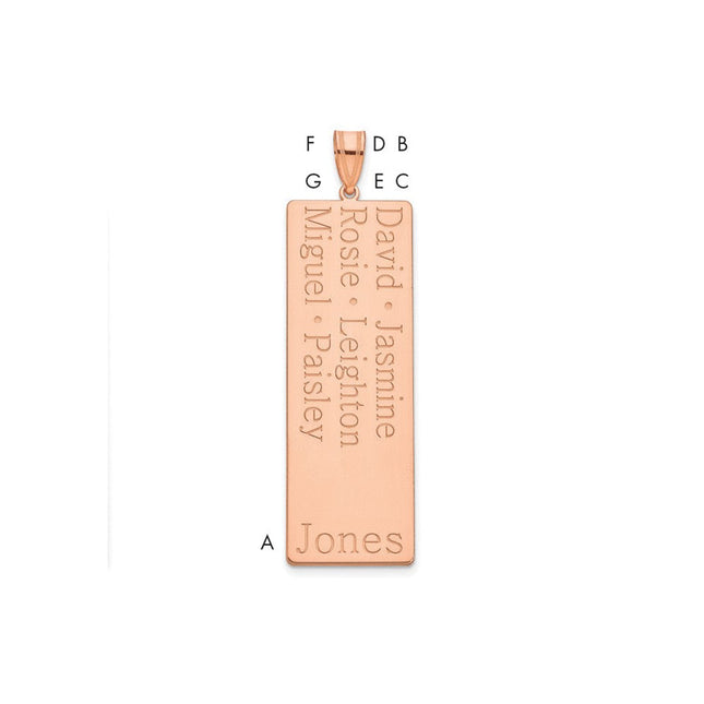 10k Rose Gold Customizable Family Name Pendant with Multiple Name Options