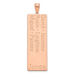 14K Rose Gold 6 Name Family Pendant view