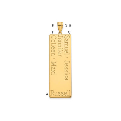 14K Yellow Gold 5 Name Family Pendant