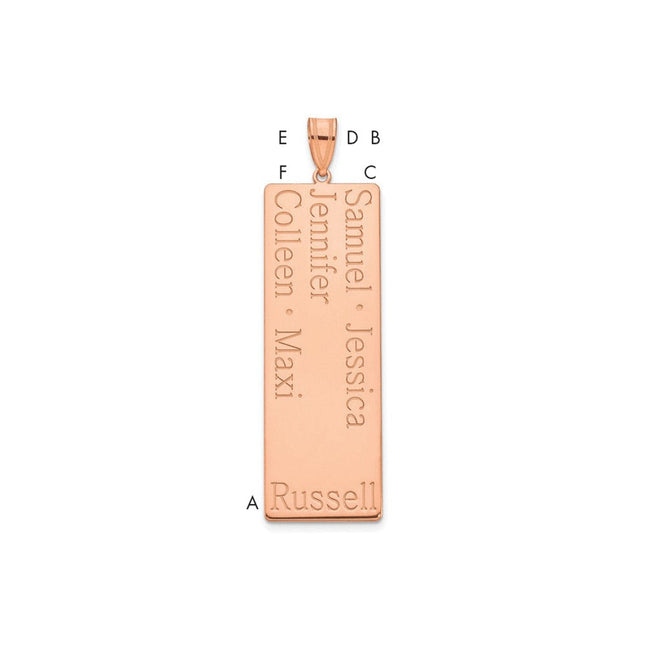 10k Rose Gold Customizable Family Name Pendant with Multiple Name Options