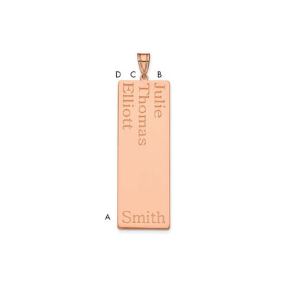 10K Rose Gold 3 Name Family Pendant