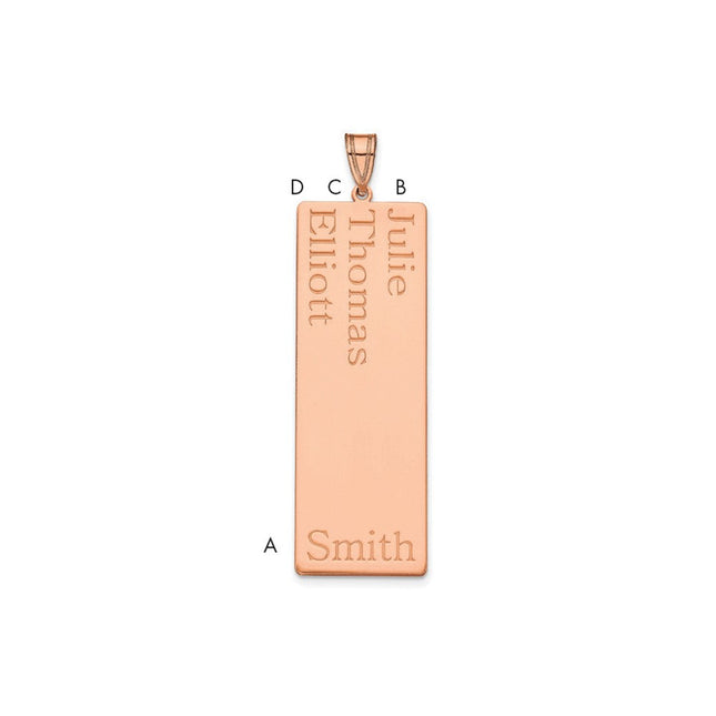 10k Rose Gold Customizable Family Name Pendant with Multiple Name Options