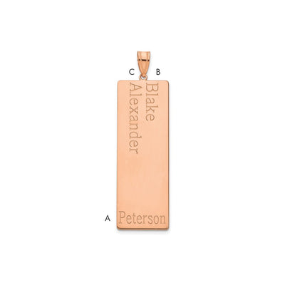 14K Rose Gold 2 Name Family Pendant