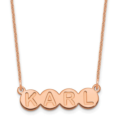 14K Rose Gold 4 letter Bubble Necklace