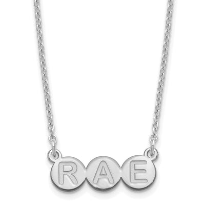 Sterling Silver/Rhodium-plated 3 Letter Bubble Necklace