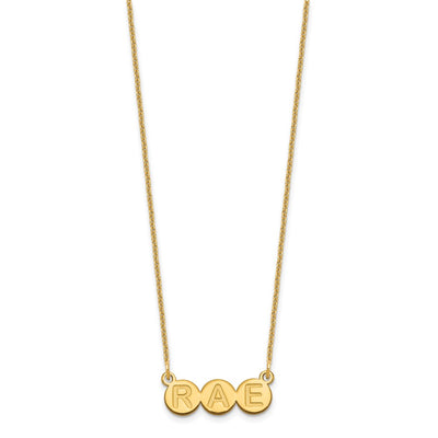14K Yellow Gold 3 Letter Bubble Necklace