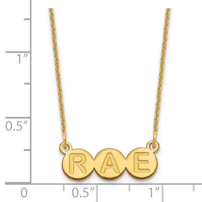 14K Yellow Gold 3 Letter Bubble Necklace