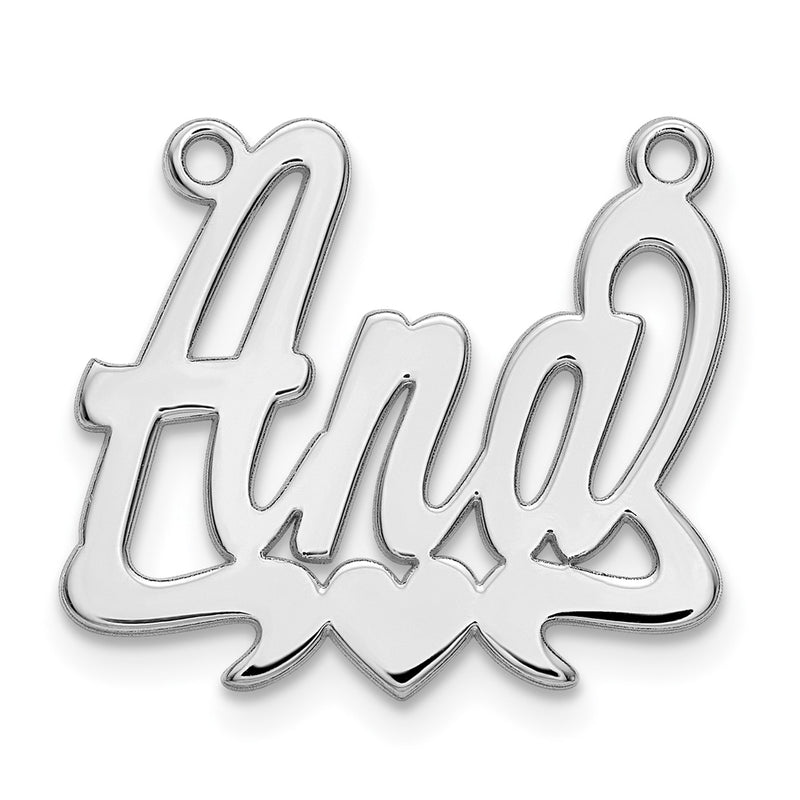 14K white gold name pendants & charm, alternate view