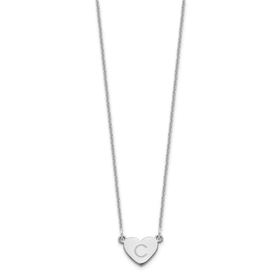 14K White Gold Initial Heart Necklace