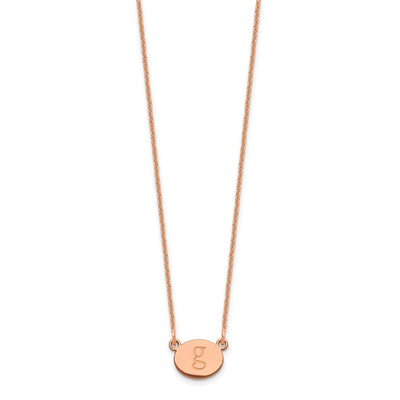 14K Rose Gold Oval Initial Necklace