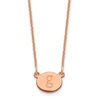 14K Rose Gold Oval Initial Necklace
