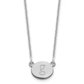 14K White Gold Oval Initial Necklace