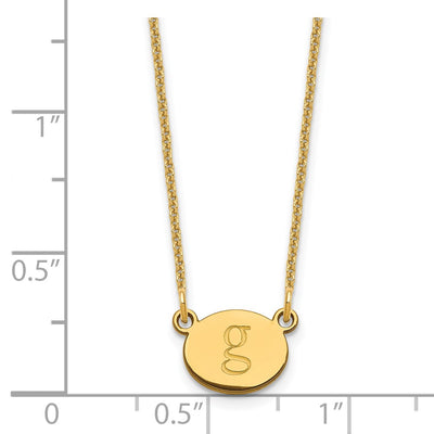 14K Yellow Gold Oval Initial Necklace