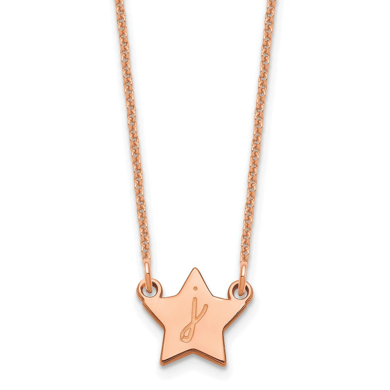 14K rose gold initial necklace