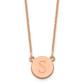 14K Rose Gold Round Initial Necklace