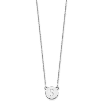 14K White Gold Round Initial Necklace