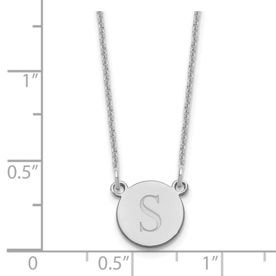 14K White Gold Round Initial Necklace