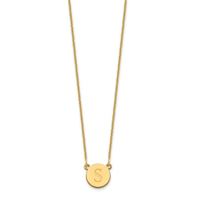 14K Yellow Gold Round Initial Necklace