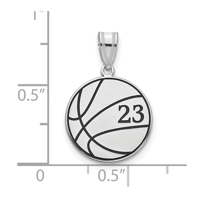 10K White Gold Personalized Basketball Epoxy Pendant