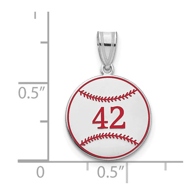 10K White Gold Personalized Baseball Epoxy Pendant