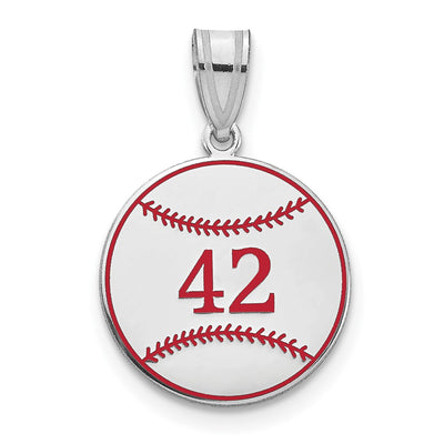 10K White Gold Personalized Baseball Epoxy Pendant