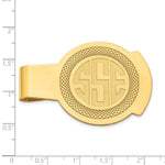 14K Yellow Gold Recessed Letter Monogram Round Money Clip view