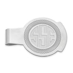14K White Gold Recessed Letter Monogram Round Money Clip view