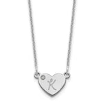 14K White Gold Initial Heart with Diamond Necklace view