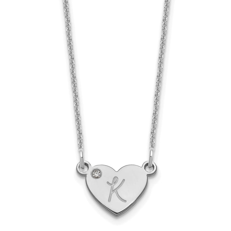 14K white gold diamond initial necklace