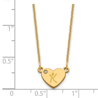14K Yellow Gold Initial Heart with Diamond Necklace