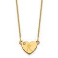 14K Yellow Gold Initial Heart with Diamond Necklace