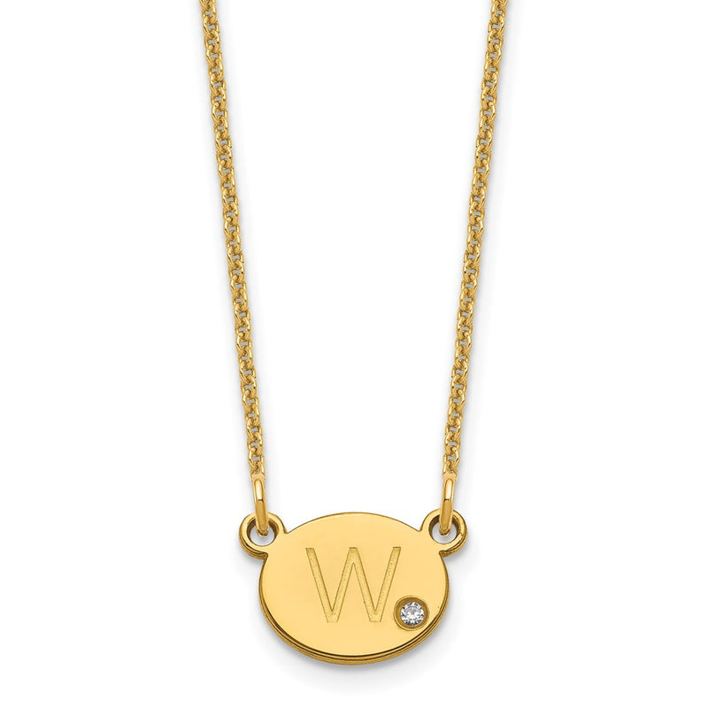 14K yellow gold diamond initial necklace
