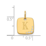 14K Yellow Gold Cushion Initial with Diamond Charm view