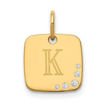 14K Yellow Gold Cushion Initial with Diamond Charm view