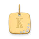 14K Yellow Gold Cushion Initial with Diamond Charm