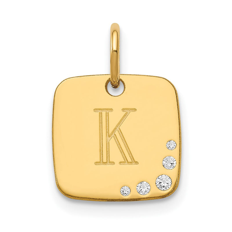 14K yellow gold diamond initial charm