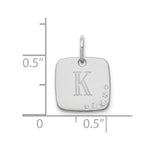 14K White Gold Cushion Initial with Diamond Charm view