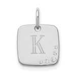10K White Gold Cushion Initial with Diamonds Charm view
