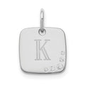 14K White Gold Cushion Initial with Diamond Charm